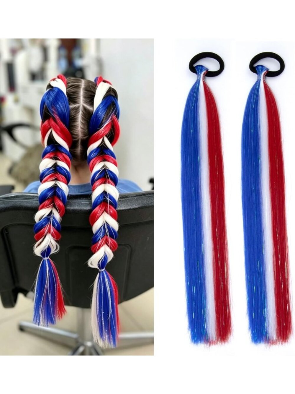 Vibrant 16-Inch Colored Tinsel Hair Extensions | Ponytail Accessory for Women